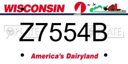 Z7554B Wisconsin License Plate