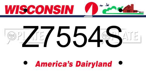 Z7554S Wisconsin License Plate