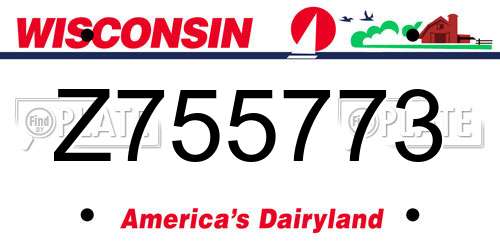 Z755773 Wisconsin License Plate