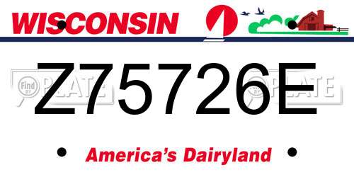 Z75726E Wisconsin License Plate