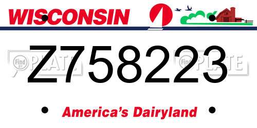 Z758223 Wisconsin License Plate