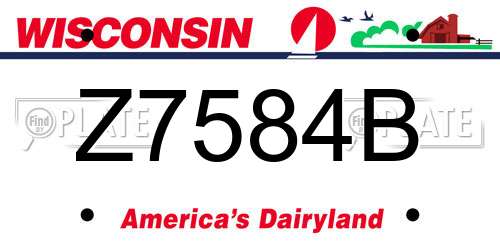Z7584B Wisconsin License Plate