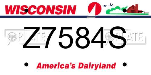 Z7584S Wisconsin License Plate