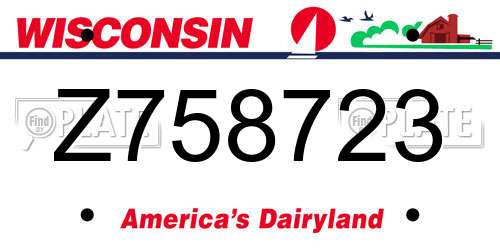 Z758723 Wisconsin License Plate