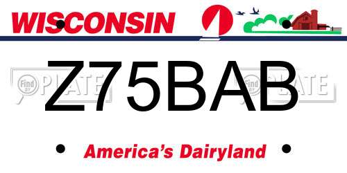 Z75BAB Wisconsin License Plate