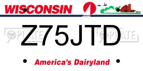 Z75JTD Wisconsin License Plate