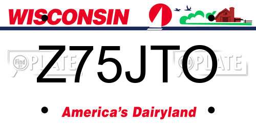 Z75JTO Wisconsin License Plate
