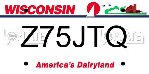 Z75JTQ Wisconsin License Plate