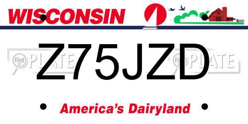 Z75JZD Wisconsin License Plate