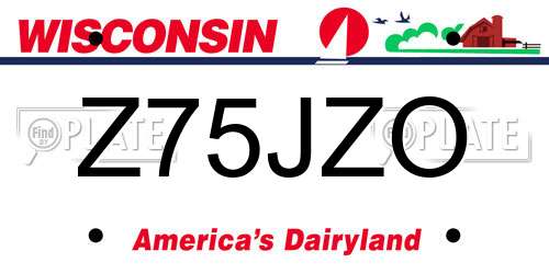 Z75JZO Wisconsin License Plate