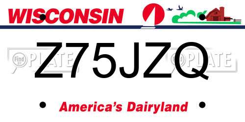 Z75JZQ Wisconsin License Plate