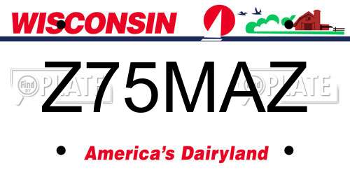 Z75MAZ Wisconsin License Plate