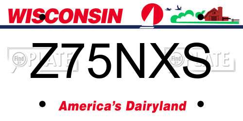 Z75NXS Wisconsin License Plate