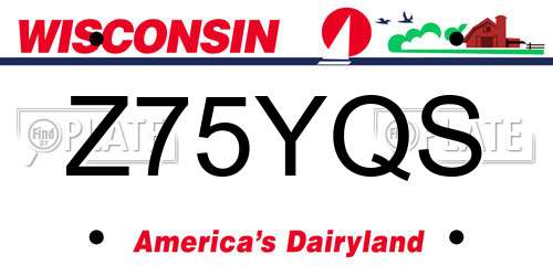 Z75YQS Wisconsin License Plate