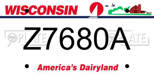 Z7680A Wisconsin License Plate