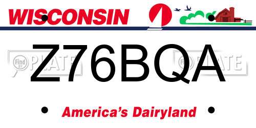 Z76BQA Wisconsin License Plate
