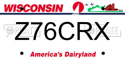 Z76CRX Wisconsin License Plate