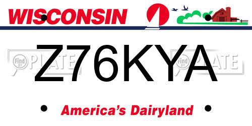 Z76KYA Wisconsin License Plate
