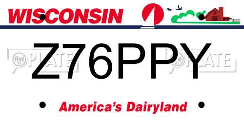 Z76PPY Wisconsin License Plate