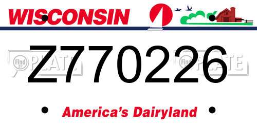 Z770226 Wisconsin License Plate