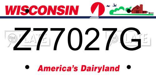 Z77027G Wisconsin License Plate