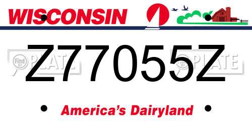 Z77055Z Wisconsin License Plate
