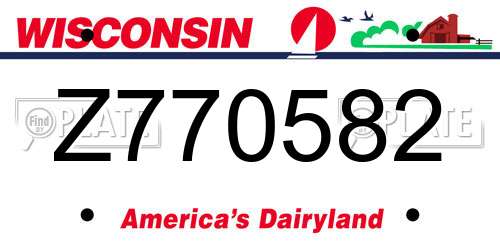 Z770582 Wisconsin License Plate