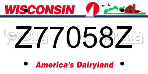 Z77058Z Wisconsin License Plate