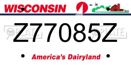 Z77085Z Wisconsin License Plate