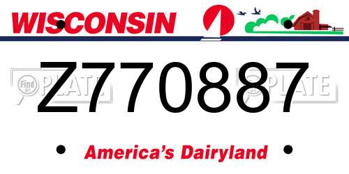 Z770887 Wisconsin License Plate