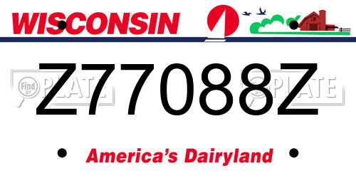 Z77088Z Wisconsin License Plate