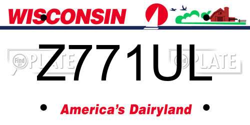 Z771UL Wisconsin License Plate