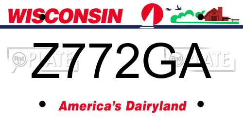 Z772GA Wisconsin License Plate