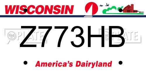 Z773HB Wisconsin License Plate