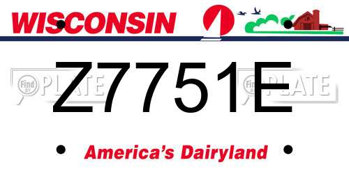 Z7751E Wisconsin License Plate
