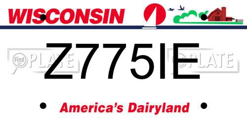 Z775IE Wisconsin License Plate