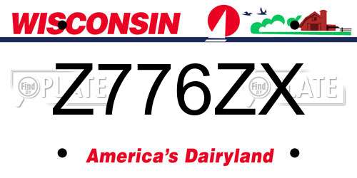 Z776ZX Wisconsin License Plate