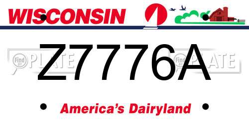 Z7776A Wisconsin License Plate