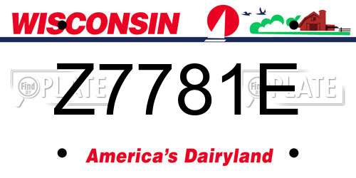 Z7781E Wisconsin License Plate