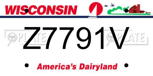 Z7791V Wisconsin License Plate