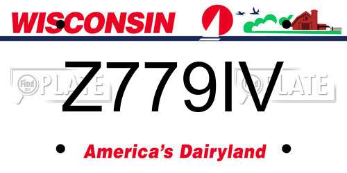 Z779IV Wisconsin License Plate