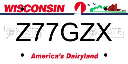 Z77GZX Wisconsin License Plate