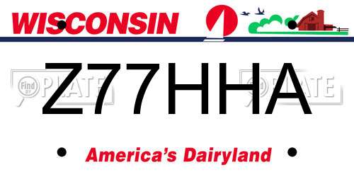 Z77HHA Wisconsin License Plate