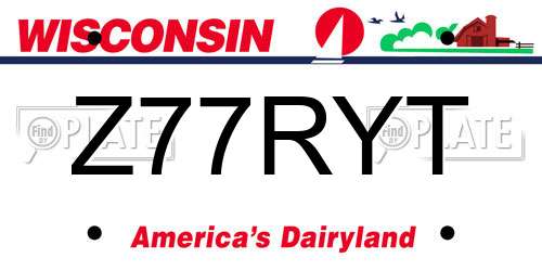 Z77RYT Wisconsin License Plate
