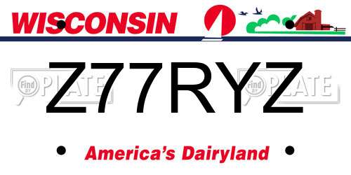 Z77RYZ Wisconsin License Plate