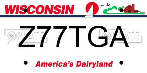 Z77TGA Wisconsin License Plate