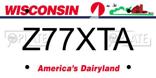 Z77XTA Wisconsin License Plate