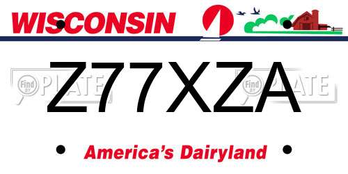 Z77XZA Wisconsin License Plate