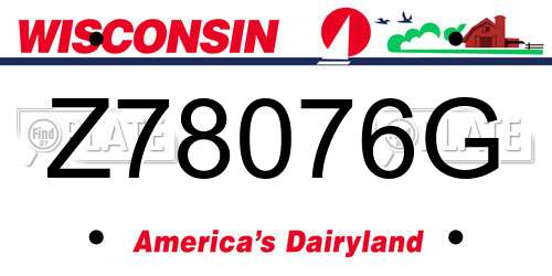 Z78076G Wisconsin License Plate