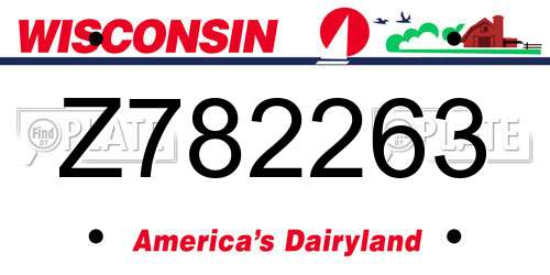 Z782263 Wisconsin License Plate